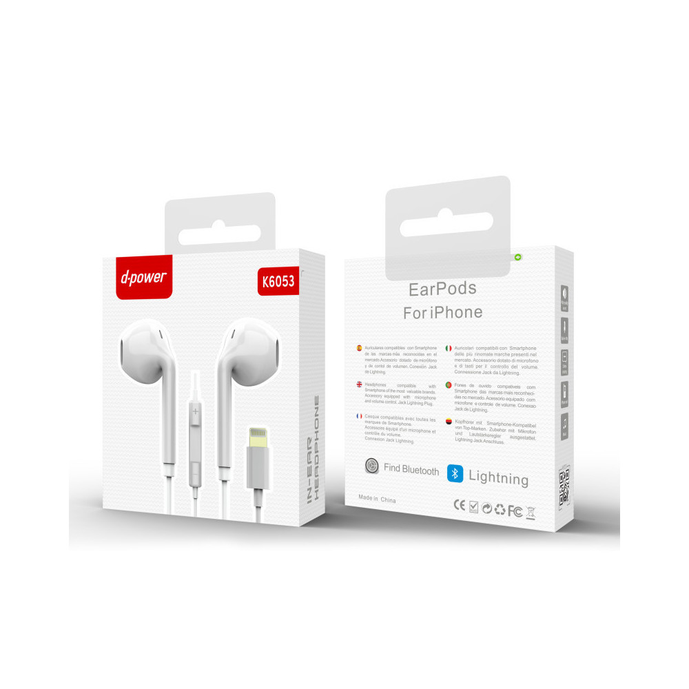 Ecouteurs Kit Main Libre Lightning - D-power K6003 - Blanc - LCDP Ecouteurs Kit Main Libre Lightning - D-power K6003 - Blanc - LCDP