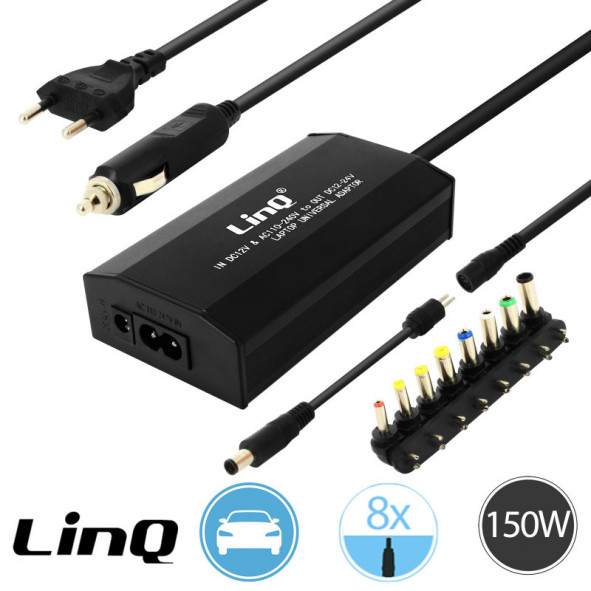 Chargeur universel LINQ pour PC Portable 150W (12-24v) + ALLUME CIGARE - C108
