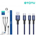 Câble Charge 3 en 1 tressé TOTU bleu - C90