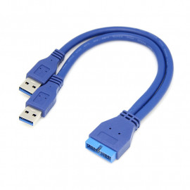 Adaptateur interne USB 3.0 mâle vers Double USB 3 externe 