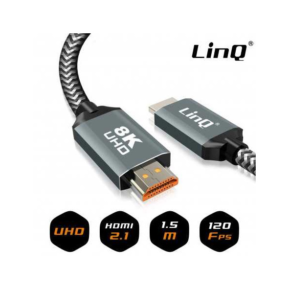 Câble HDMI 8K Nylon Tressé 1.5m LinQ HD8K16 - C108
