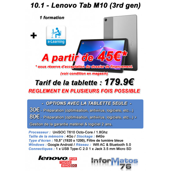 10.1 - Lenovo Tab M10 (3rd gen) 64Go - C3