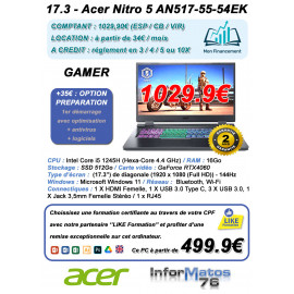 17.3 - Acer Nitro 5 AN517-55-54EK 144Hz - C99