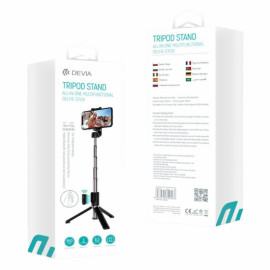 Support de Téléphone Trépied Barre de selfie Multifonction avec lumière intégrée - Devia - Noir- C108