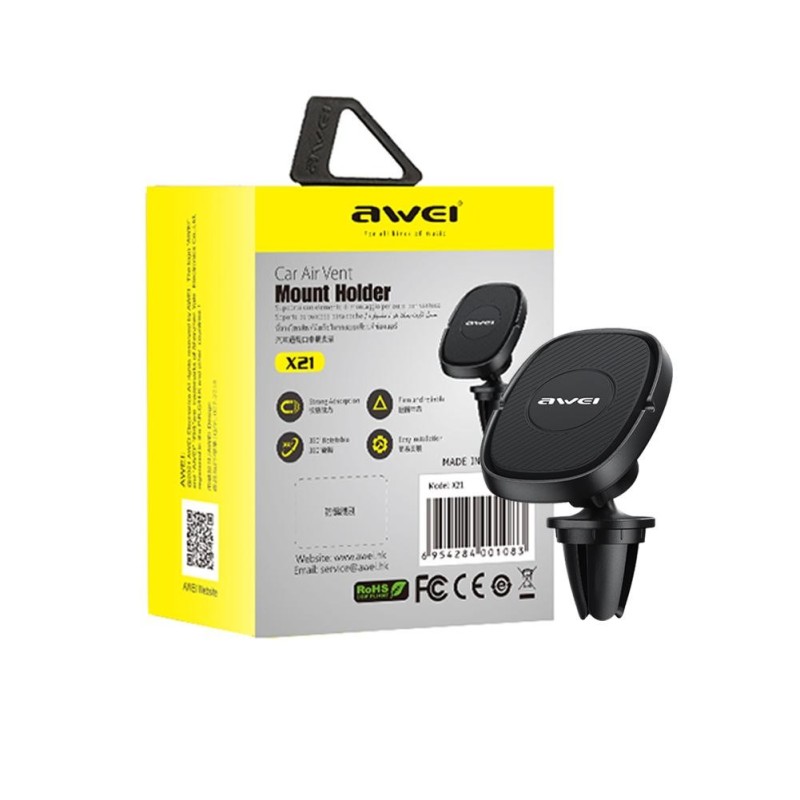 Support voiture pour grille d’aération magnétique Awei X21 noir - CHR Support voiture pour grille d’aération magnétique Awei X21 noir - CHR