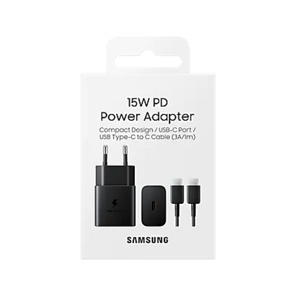 Samsung 15W Adaptateur Secteur USB (Officiel) + Câble USB-C (noir) - LCDP Samsung 15W Adaptateur Secteur USB (Officiel) + Câble USB-C (noir) - LCDP