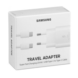 Samsung 25W Adaptateur Secteur USB-C (Officiel) + Câble USB-C (blanc) - LCDP