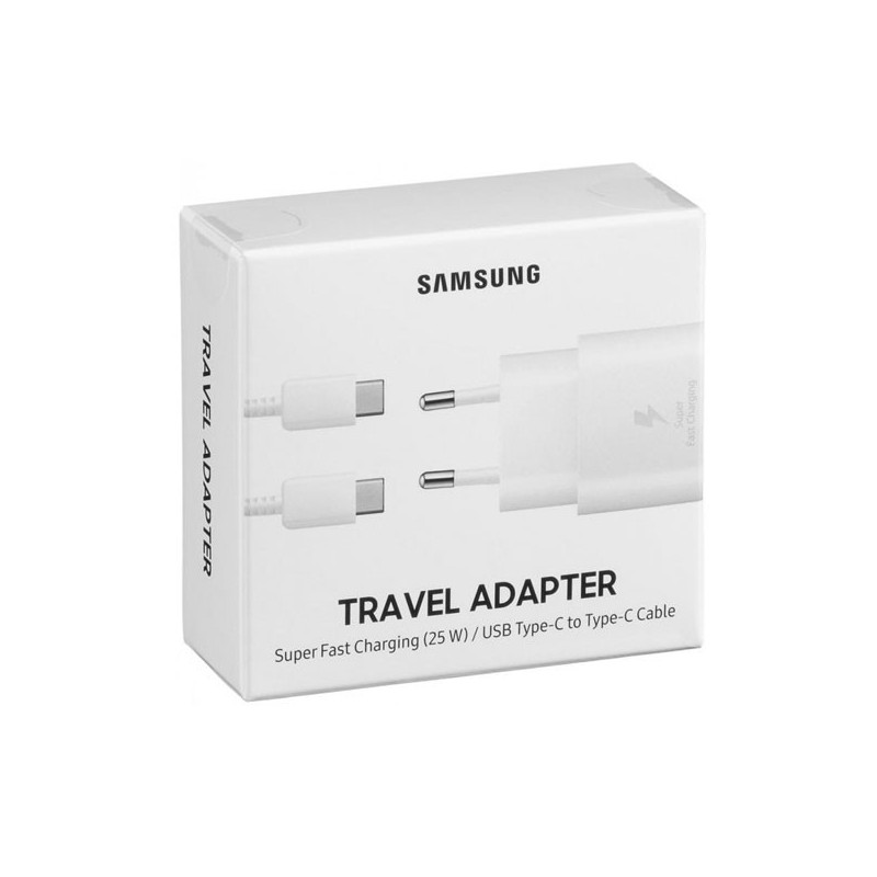 Samsung 25W Adaptateur Secteur USB-C (Officiel) + Câble USB-C (blanc) - LCDP Samsung 25W Adaptateur Secteur USB-C (Officiel) + Câble USB-C (blanc) - LCDP