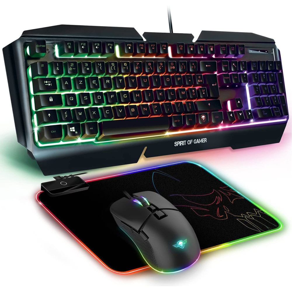 Pack Gamer 3en1 (Clavier/Souris/Tapis) Spirit of Gamer Ultimate 500 RGB (Noir) - CLS-MK500 - 1FO