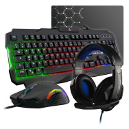 Pack Gamer 4en1 (Clavier/Souris/Casque/Tapis) The G-Lab Combo Argon Evolution RGB (Noir) - COMBO-ARGON-E/FR - 1FO