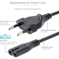 2m - Cable d'Alimentation bipolaire Lindy (Noir) - 30421 - 1FO