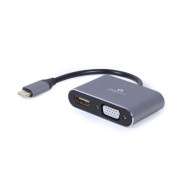 Câble Convertisseur CableXpert USB-C vers HDMI et VGA MF 15cm (Gris) - A-USB3C-HDMIVGA-01 - 1FO