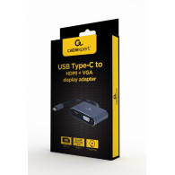 Câble Convertisseur CableXpert USB-C vers HDMI et VGA MF 15cm (Gris) - A-USB3C-HDMIVGA-01 - 1FO