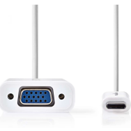 Convertisseur Nedis USB Type C mâle vers VGA femelle (D-sub DE-15) 10cm (Blanc) - CCGP64850WT02 - 1FO