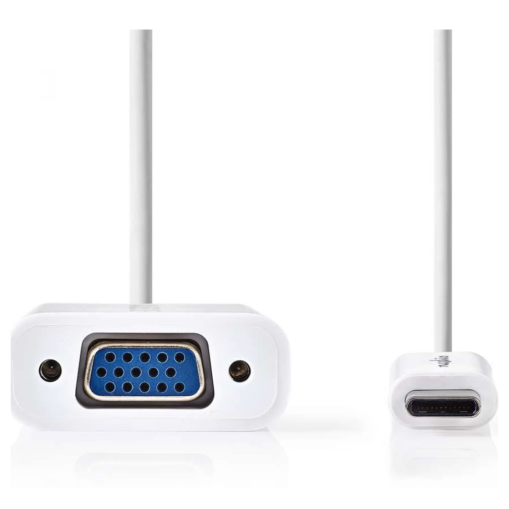 Convertisseur Nedis USB Type C mâle vers VGA femelle (D-sub DE-15) 10cm (Blanc) - CCGP64850WT02 - 1FO Convertisseur Nedis USB Type C mâle vers VGA femelle (D-sub DE-15) 10cm (Blanc) - CCGP64850WT02 - 1FO