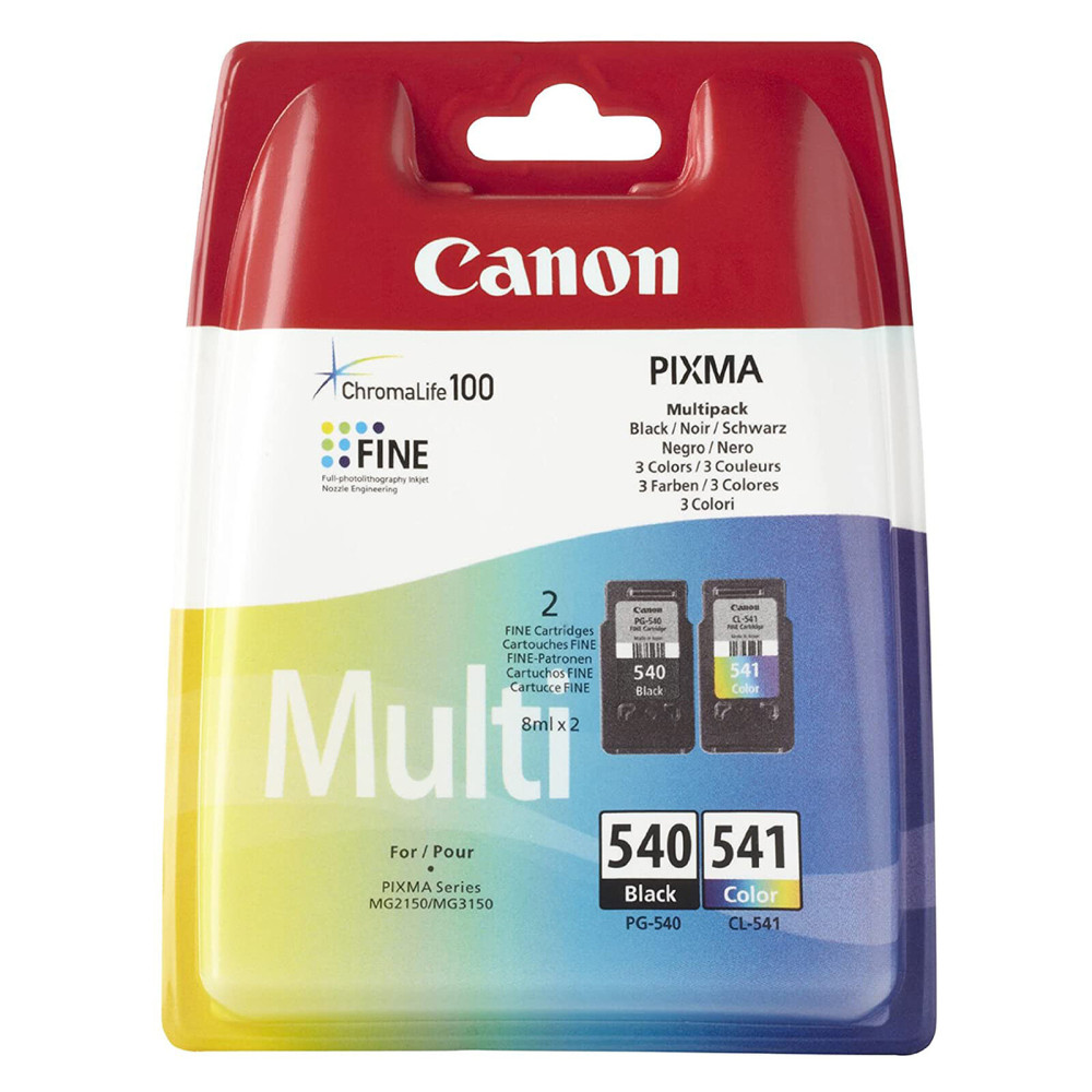 Pack 2 cartouches d'encre Canon PG-540/CL-541 Photo Value Pack (Noir + Couleurs) + 50x Papiers photo - 1FO Pack 2 cartouches d'encre Canon PG-540/CL-541 Photo Value Pack (Noir + Couleurs) + 50x Papiers photo - 1FO