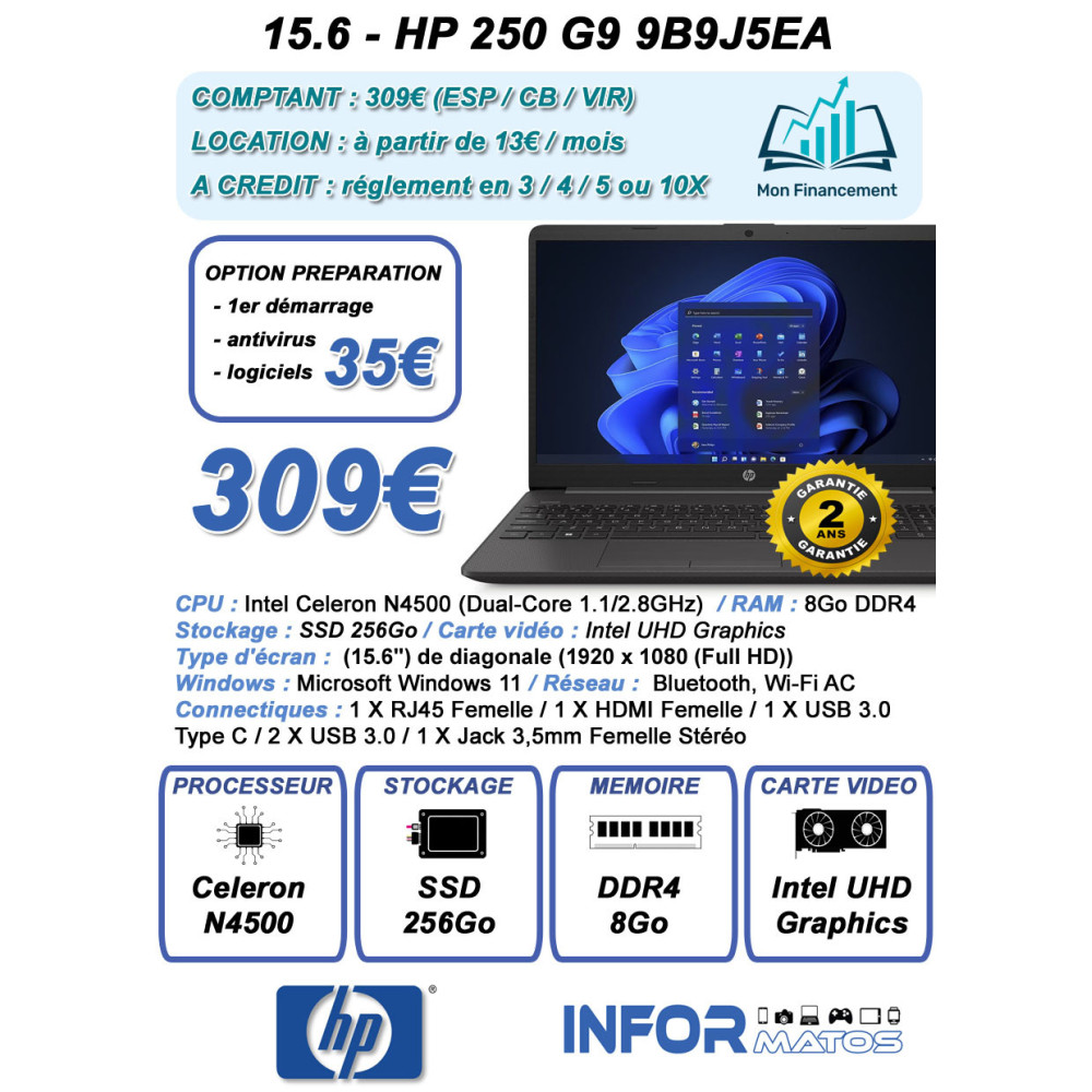 15.6 - HP 250 G9 (9B9J5EA) - 1FO 15.6 - HP 250 G9 (9B9J5EA) - 1FO