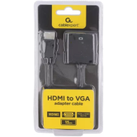 Convertisseur Gembird HDMI mâle (Type A) 1.2 vers VGA femelle (D-sub DE-15) et Jack 3,5mm femelle (Noir) - A-HDMI-VGA-03 - 1FO