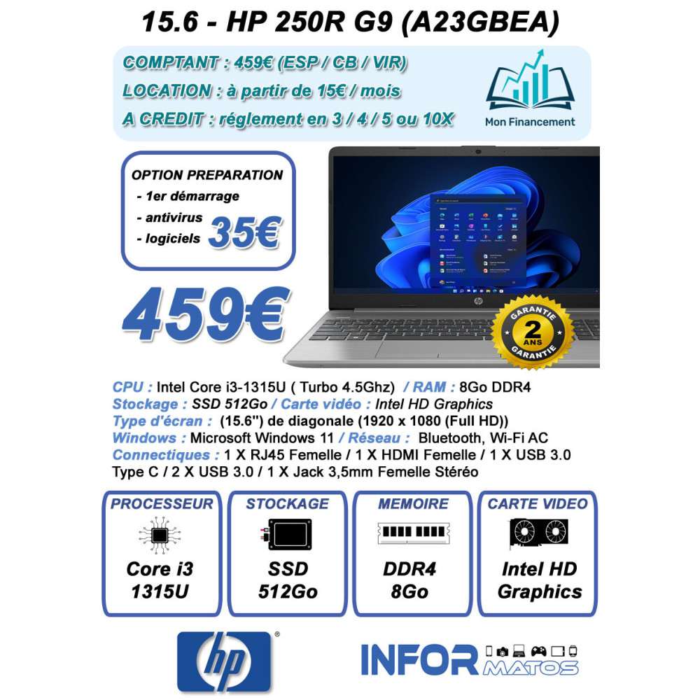 15.6 - HP 250R G9 (A23GBEA) - 1FO 15.6 - HP 250R G9 (A23GBEA) - 1FO