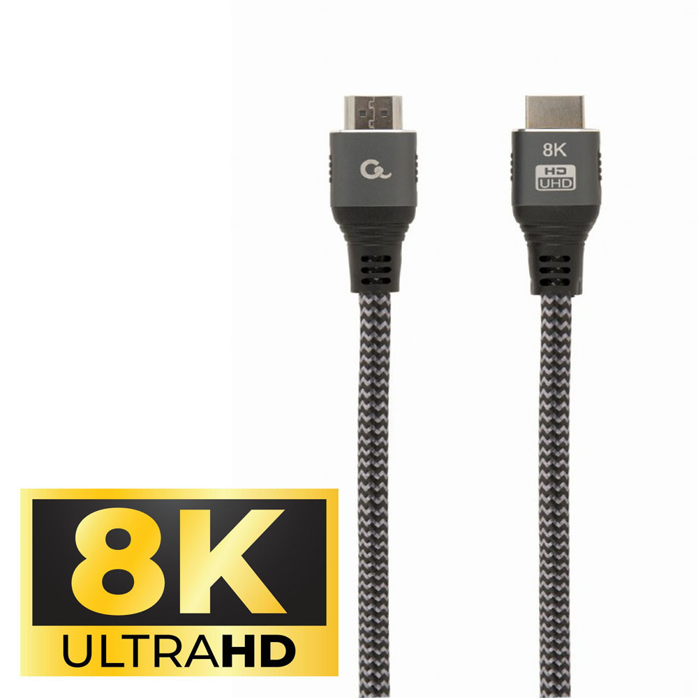 1m - HDMI 8K CableXpert Select Plus 2.1 MM (Noir/Gris) - 1FO 1m - HDMI 8K CableXpert Select Plus 2.1 MM (Noir/Gris) - 1FO