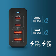100W - Chargeur secteur NGS Bud 2x USB-C + 2x USB-A - BUD100W - 1FO