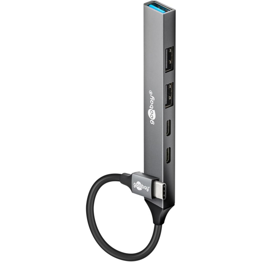 Hub USB-C 3.2 Goobay Slim - 5 ports (Gris) - 74460 - 1FO Hub USB-C 3.2 Goobay Slim - 5 ports (Gris) - 74460 - 1FO
