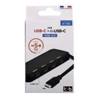 Hub USB-C 3.0 T'nB- 4 ports (Noir) - TCHUB4USBC - 1FO