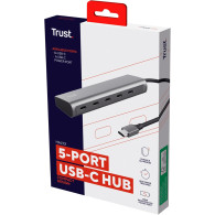 Hub USB-C 3.2 Trust Halyx - 5 ports (Argent) - 25136 - 1FO