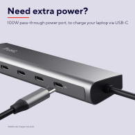 Hub USB-C 3.2 Trust Halyx - 5 ports (Argent) - 25136 - 1FO