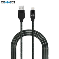2m - Câble Data USB vers Lightning CONNECT MC-CLN8 Nylon Tressé 12W Noir - MOB