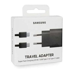 Samsung 25W Adaptateur Secteur USB-C (Officiel) + Câble USB-C (noir) - LCDP