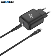 Chargeur Secteur USB-C CONNECT Charge Rapide 25W avec Câble Data Type-C vers Type-C (1m) Noir - MOB