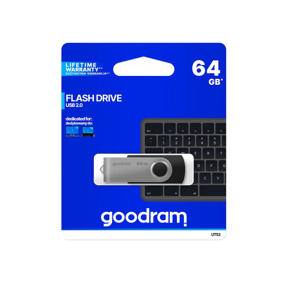64Go - Clé USB Goodram Flash Drive 2.0 64GB Noir - MOB