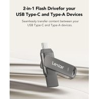 128Go - Clé USB 3.1 Lexar JumpDrive D400 (Gris) - LJDD400128G-BNQNG - 1FO
