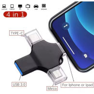 32Go - Clé USB vers Lightning/USB/MicroUSB/USB-C (iOS et Android) Noir - EXP