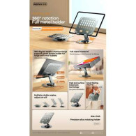 Support Pliable en Métal pour Tablette & PC - Rotation 360° - REMAX RM-C60 - Vert - LCDP