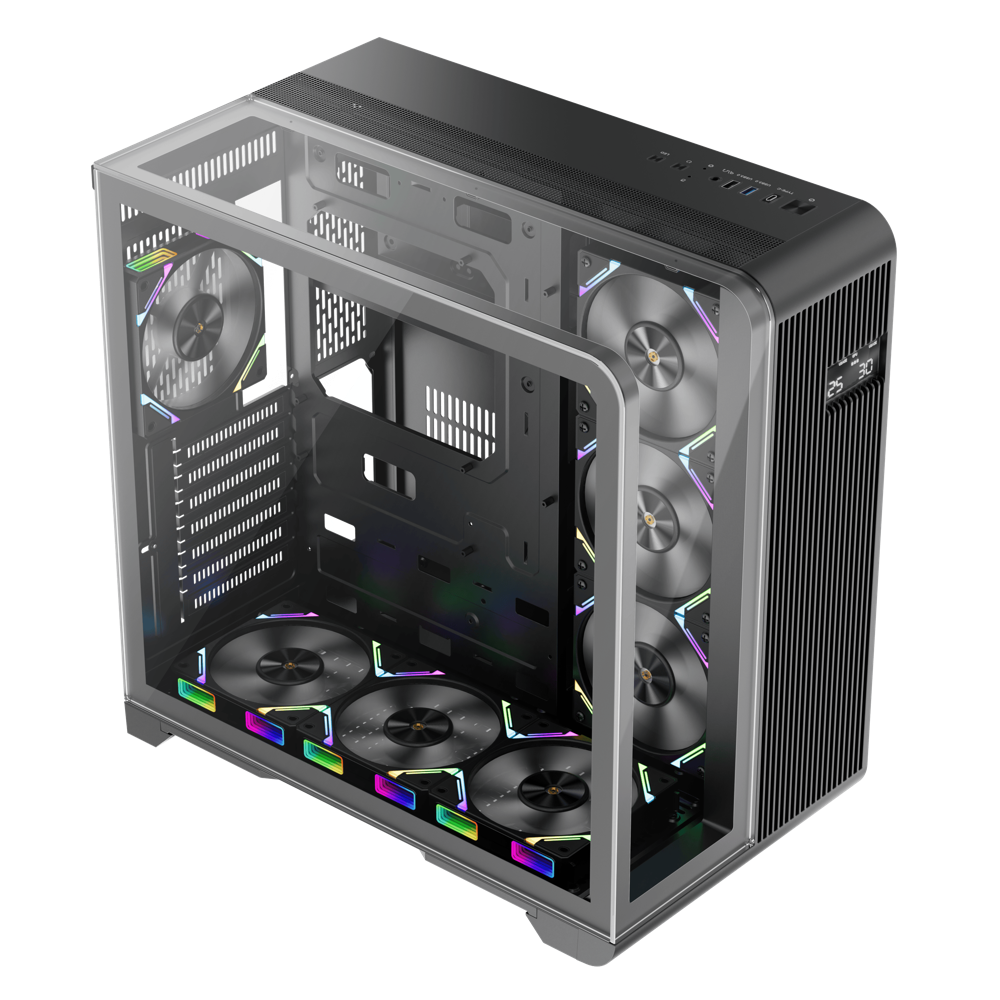 Boitier Moyen Tour ATX 1stPlayer RT7 RGB avec panneaux vitrés (Noir) RT7-BK-3FC7R-1FC7 - 1FO Boitier Moyen Tour ATX 1stPlayer RT7 RGB avec panneaux vitrés (Noir) RT7-BK-3FC7R-1FC7 - 1FO