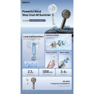 Ventilateur Portable 1200mAh Remax RS-SF01 - 3 modes de vitesse - Transparent - LCDP