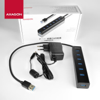 Hub USB 3.0 alimenté Axagon HUE-SA7BP - 7 ports (Noir) - HUE-SA7BP - 1FO