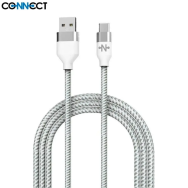 2m - Câble Data USB vers USB-C CONNECT MC-CCB8 Nylon Tressé 15W Blanc - MOB