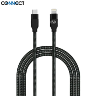 2m - Câble Data USB-C vers Lightning CONNECT MC-CLN7 Nylon Tressé 20W Noir - MOB