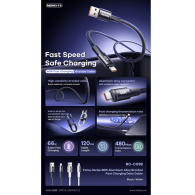 1.2m - Câble USB / USB-C en Alliage d'aluminium Tressé avec Charge Rapide 66W REMAX Série Fonsu RC-C099 - Noir - LCDP