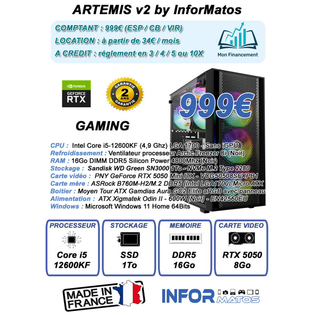 Ordinateur Gamer ARTEMIS v2 by InforMatos