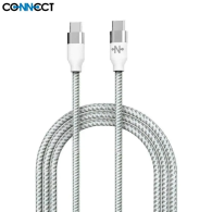 Câble Data USB-C vers USB-C CONNECT MC-CCB7 Nylon Tressé 60W (2m) Blanc - MOB