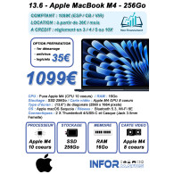 Apple MacBook Air M4 13 pouces Minuit 16Go/256 Go - ZON