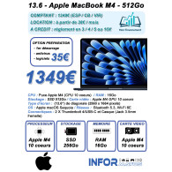 Apple MacBook Air M4 13 pouces Minuit 16Go/512 Go - ZON