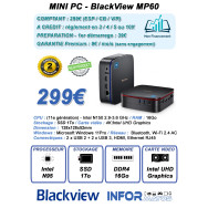 Mini PC Blackview MP60 (11e génération) - Intel N150 2.9-3.6 GHz - 16 Go / 1To SSD - Windows 11 Pro - Noir - LCDP