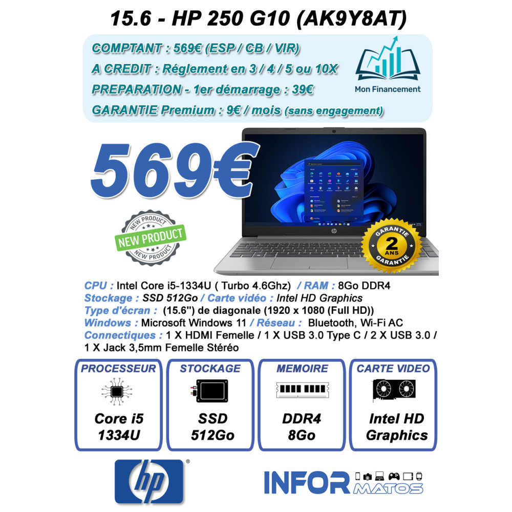 15.6 - HP 250 G10 (AK9Y8AT) - 1FO