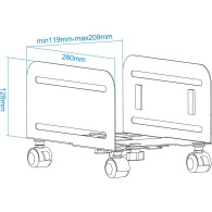 Support à roulettes TooQ UMCS0004 pour Boitier / Unité Centrale (Noir) - UMCS0004-B - 1FO