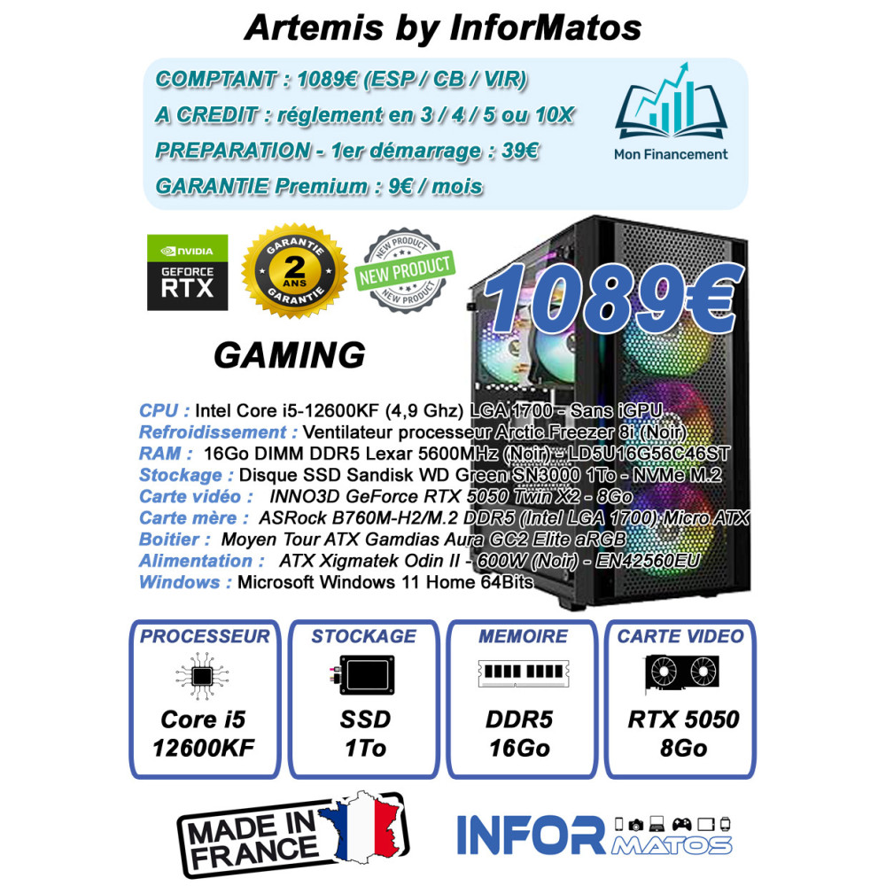 Ordinateur Gamer ARTEMIS by InforMatos